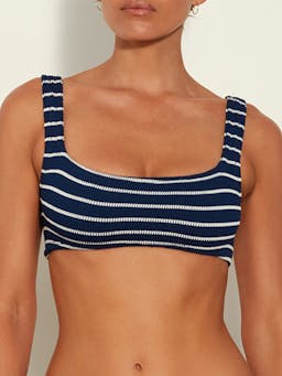 Navy and white Xandra bikini top Clothing Hunza G    - Collagerie