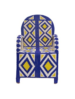 Cobalt Blue and Sunshine Yellow Yoruba Throne Chair  Dar Leone    - Collagerie