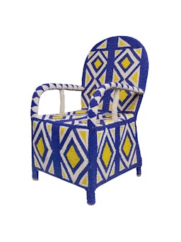 Cobalt Blue and Sunshine Yellow Yoruba Throne Chair  Dar Leone    - Collagerie