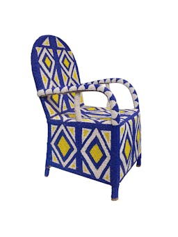 Cobalt Blue and Sunshine Yellow Yoruba Throne Chair  Dar Leone    - Collagerie