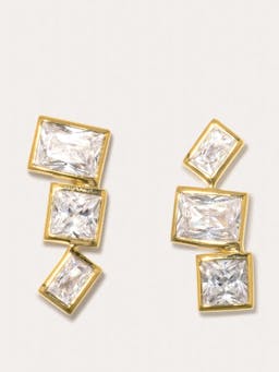 "How to Get a Low Score at Tetris" cubic zirconia and recycled gold vermeil earrings Earrings Completedworks    - Collagerie