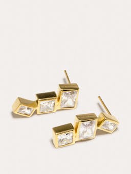 "How to Get a Low Score at Tetris" cubic zirconia and recycled gold vermeil earrings Earrings Completedworks    - Collagerie