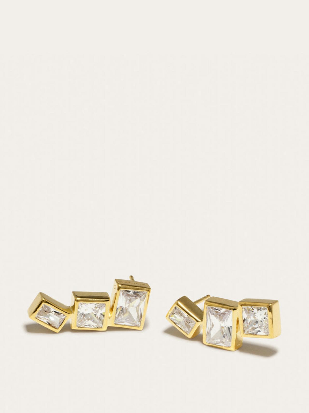 "How to Get a Low Score at Tetris" cubic zirconia and recycled gold vermeil earrings Earrings Completedworks    - Collagerie