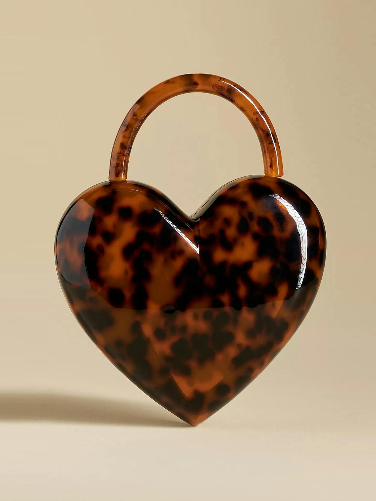 Tort heart top handle acrylic evening bag