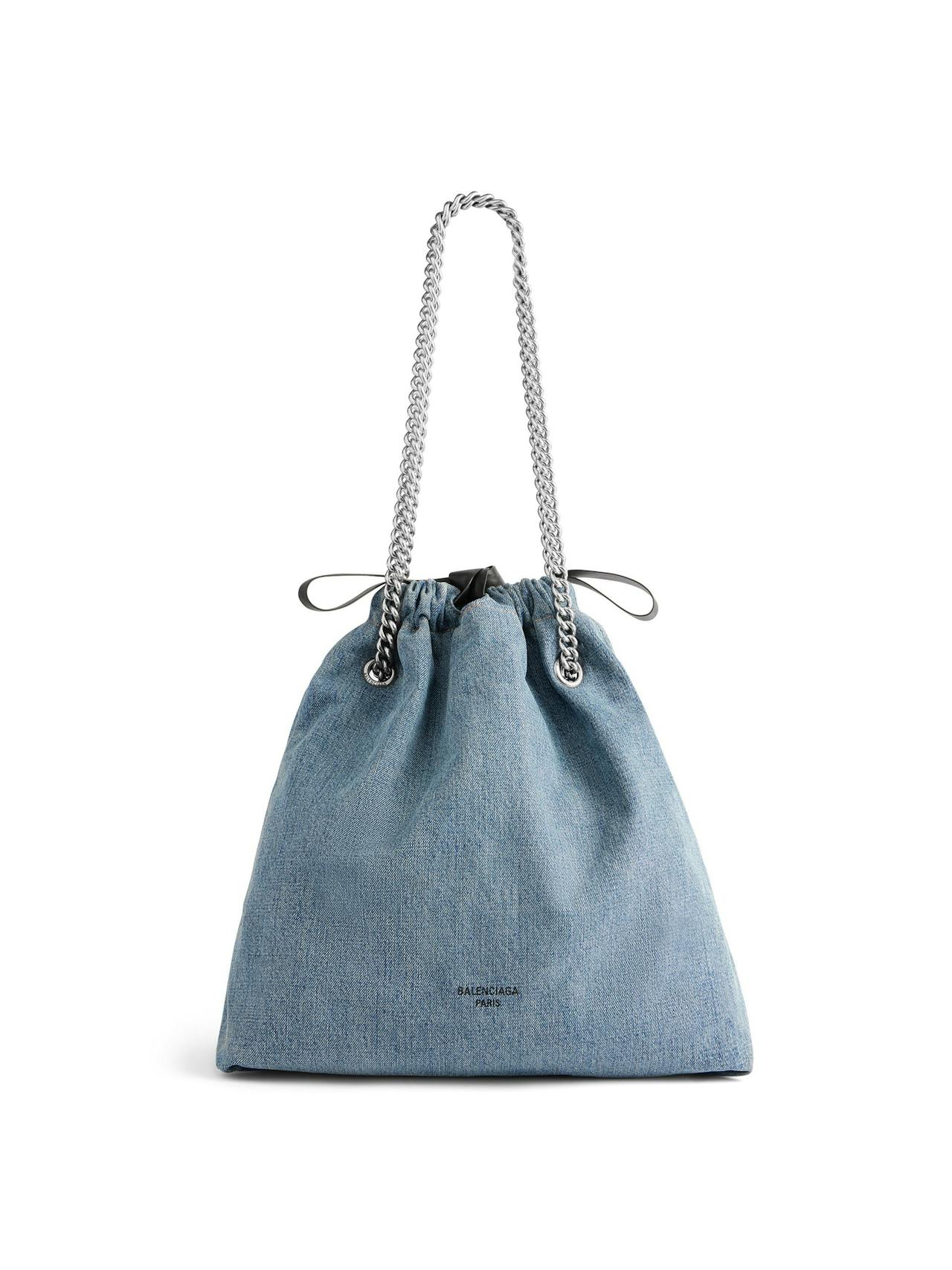Women's crush medium tote bag denim in blue
