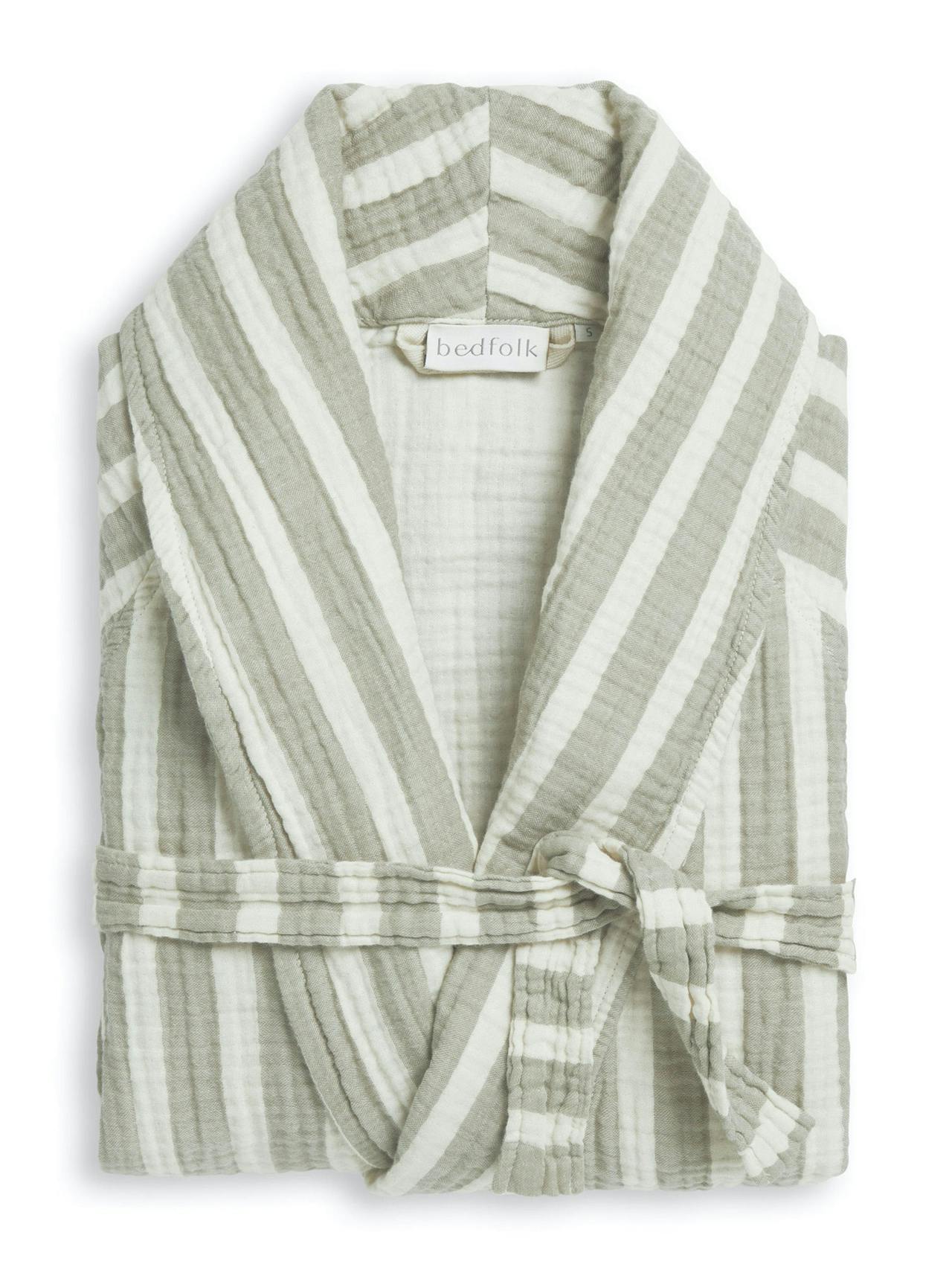 Sage stripe The Dream cotton robe The Dream Cotton Robe Bedfolk    - Collagerie