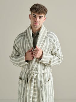 Sage stripe The Dream cotton robe The Dream Cotton Robe Bedfolk    - Collagerie