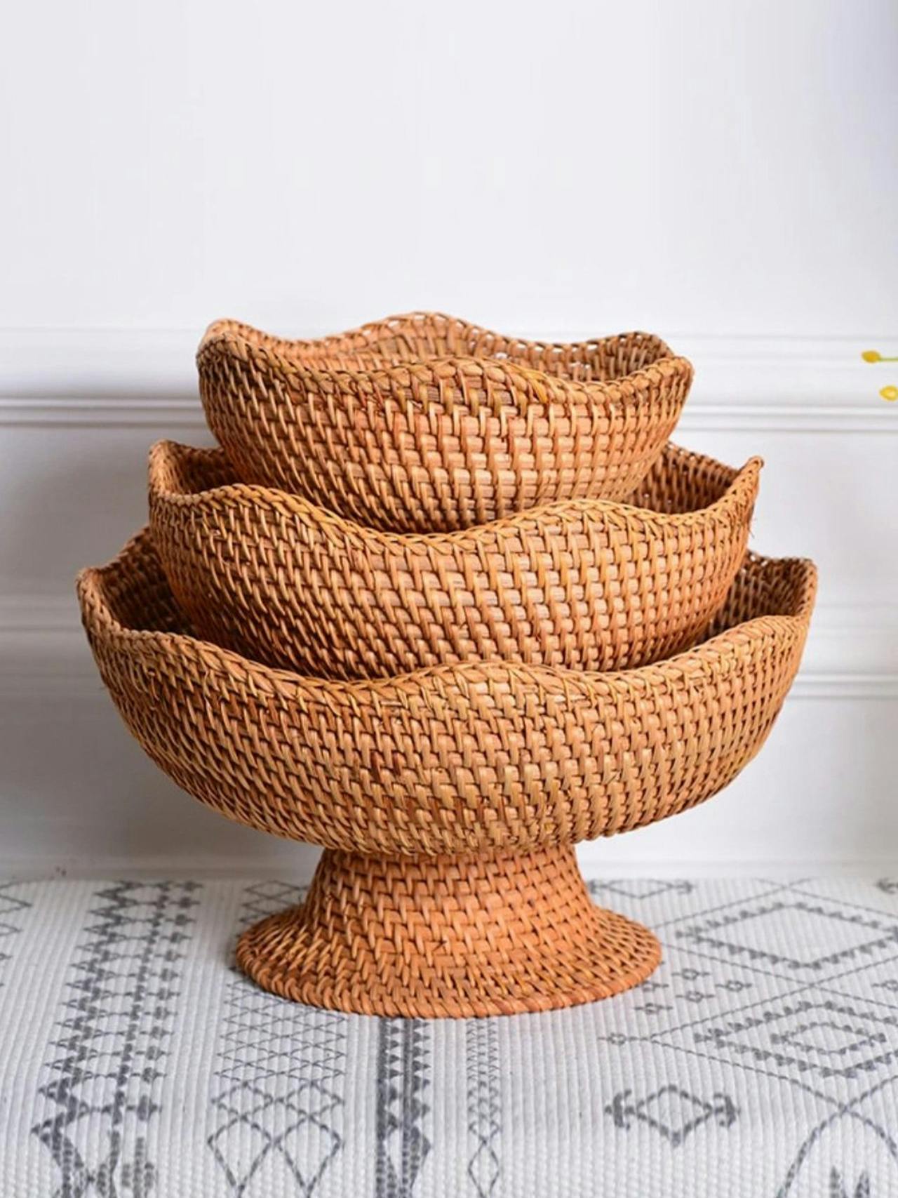 Rattan wicker storage bowl