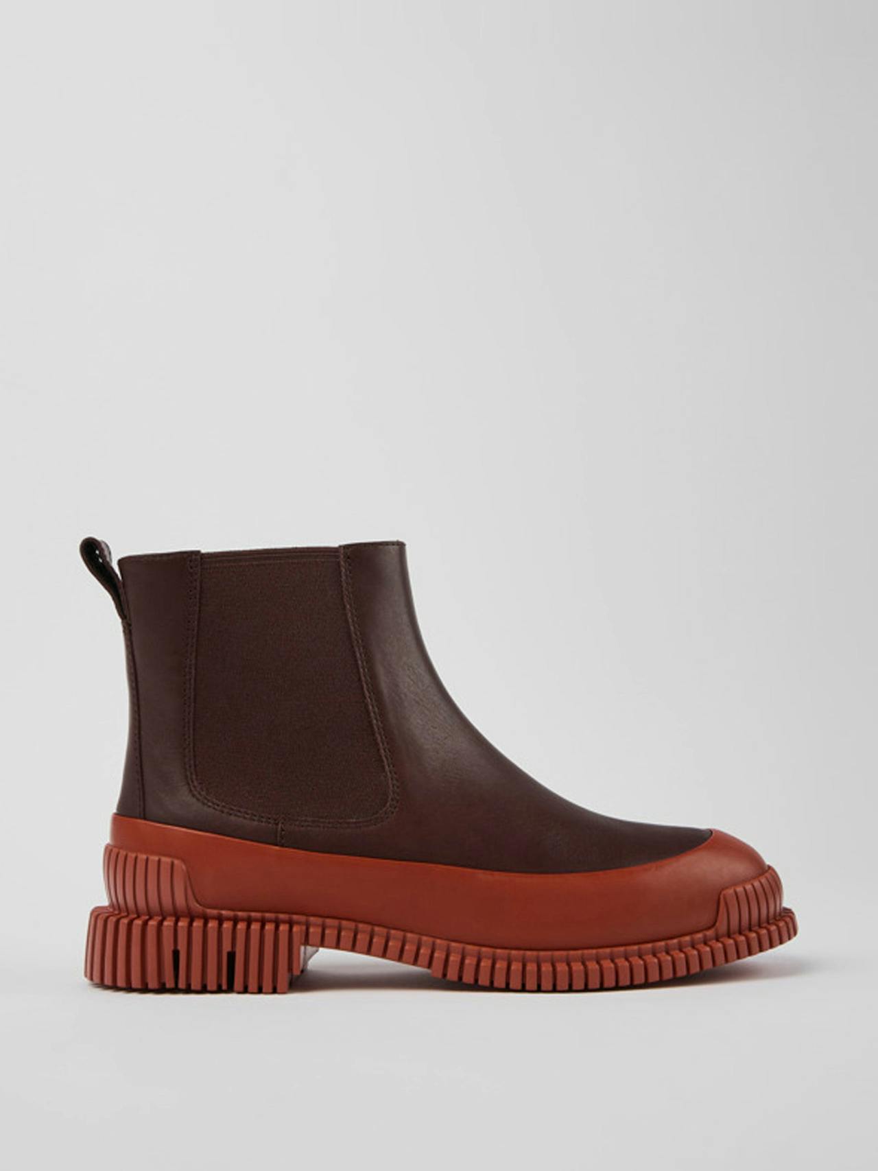 Red and brown leather Chelsea boots