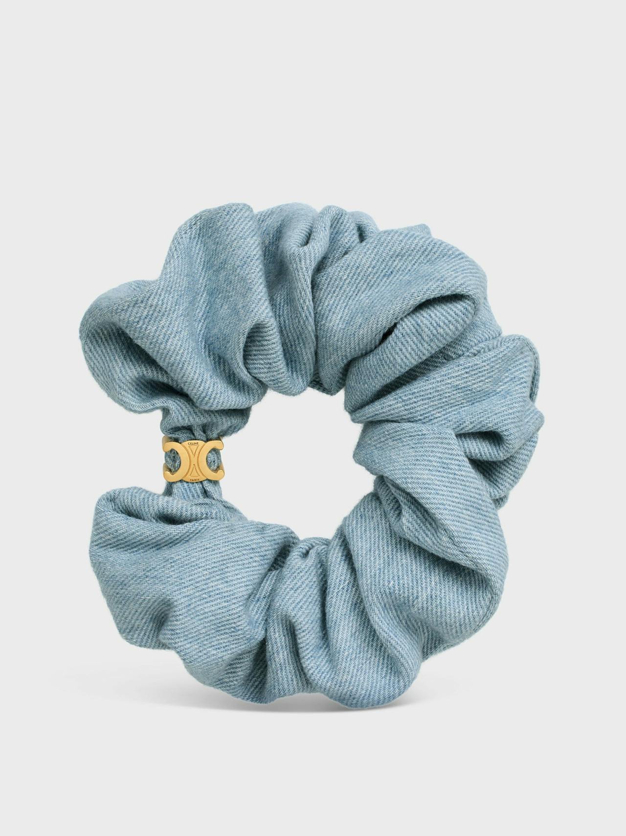 Scrunchy denim in cotton and brass with gold finish