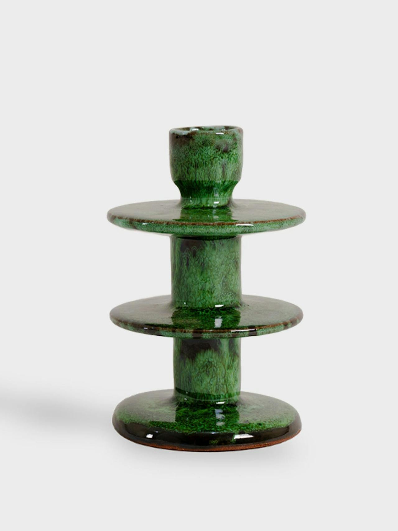 Small lava candlestick holder