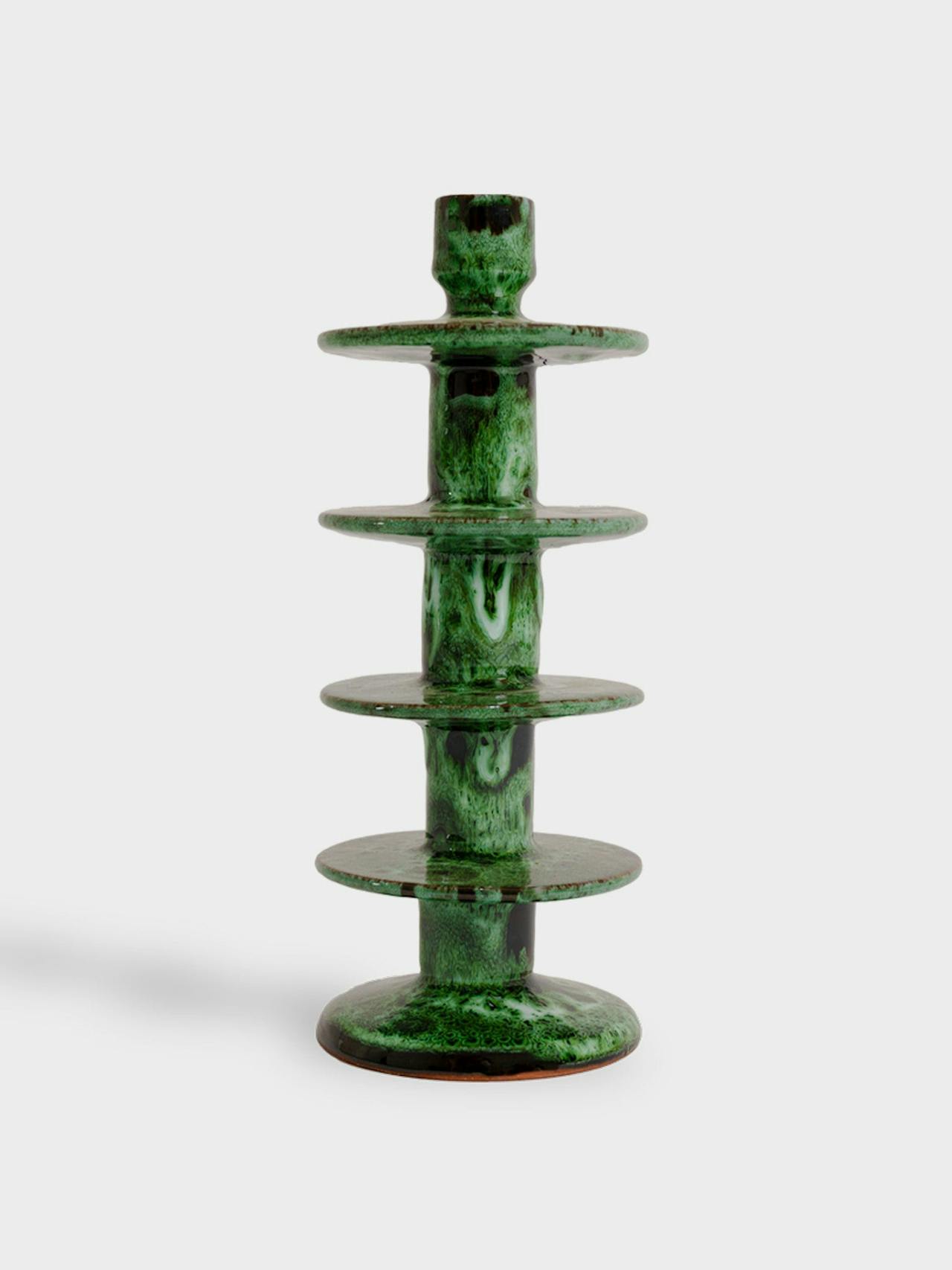 Large lava candlestick holder