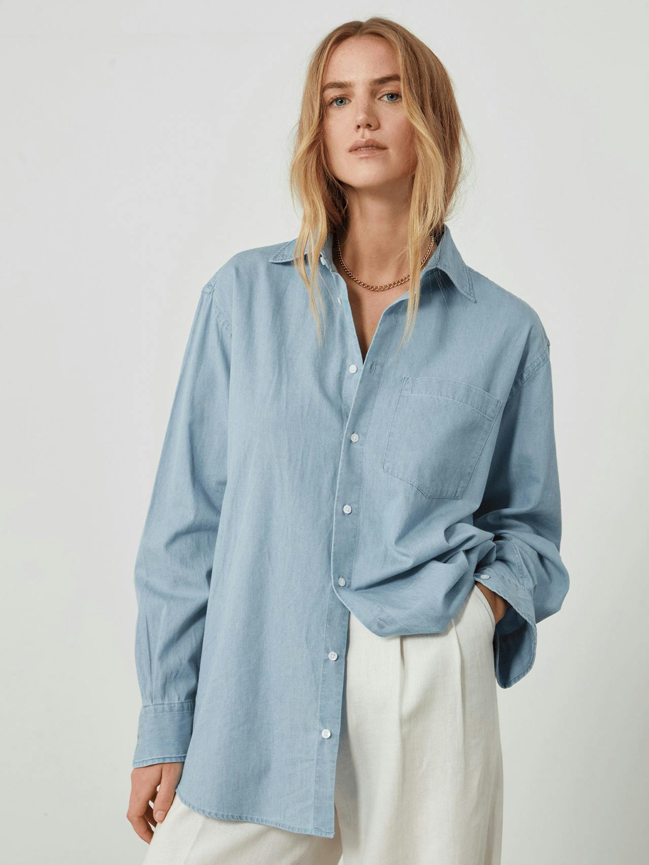 The Chessie chambray light blue shirt Shirts With Nothing Underneath    - Collagerie