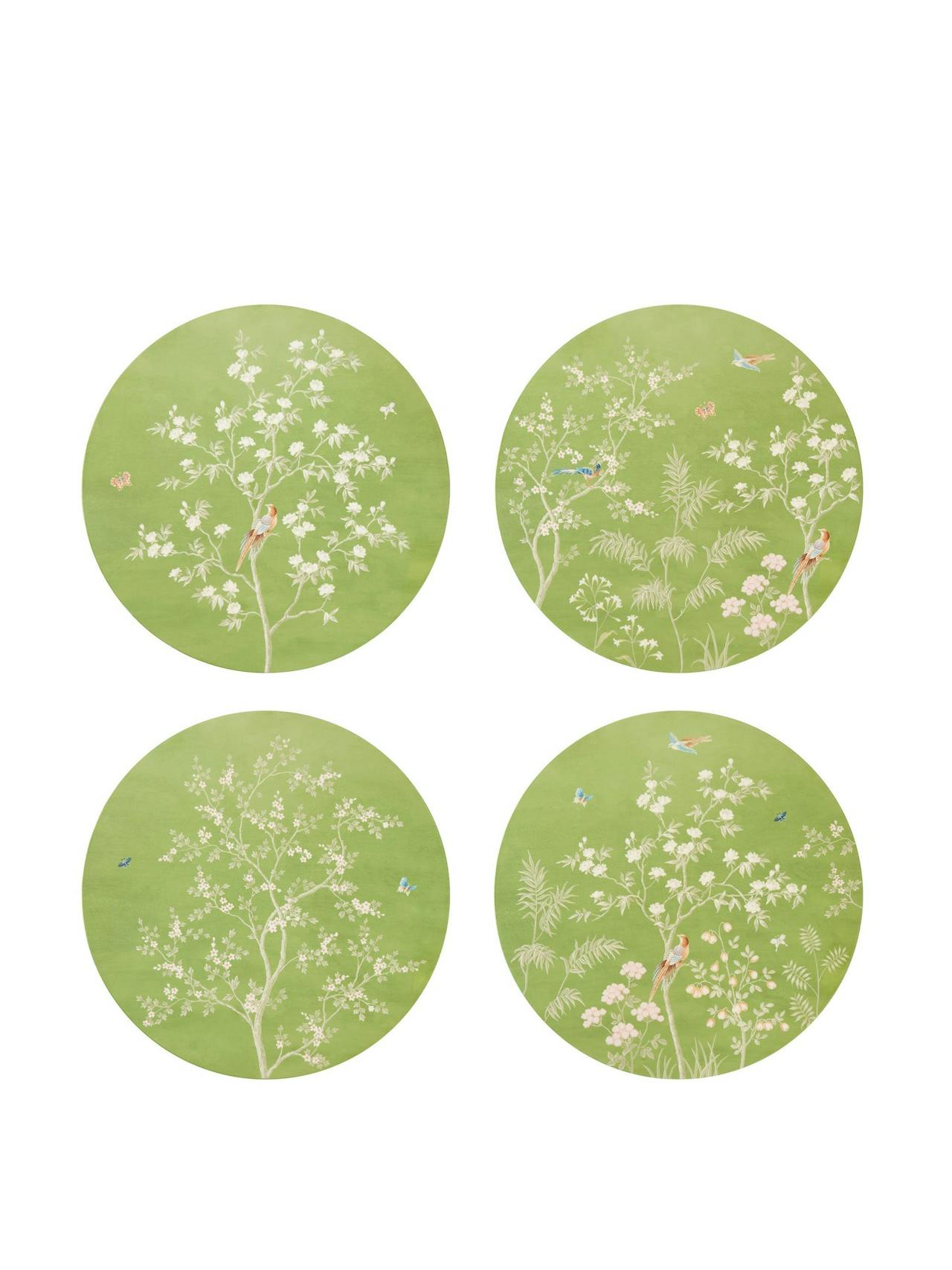 Green chinoiserie placemats, set of 4  Addison Ross    - Collagerie