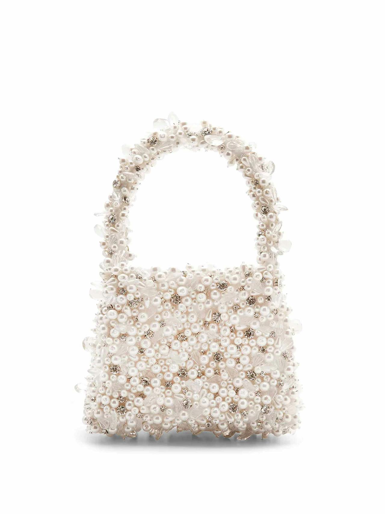 White crystal and pearl bag