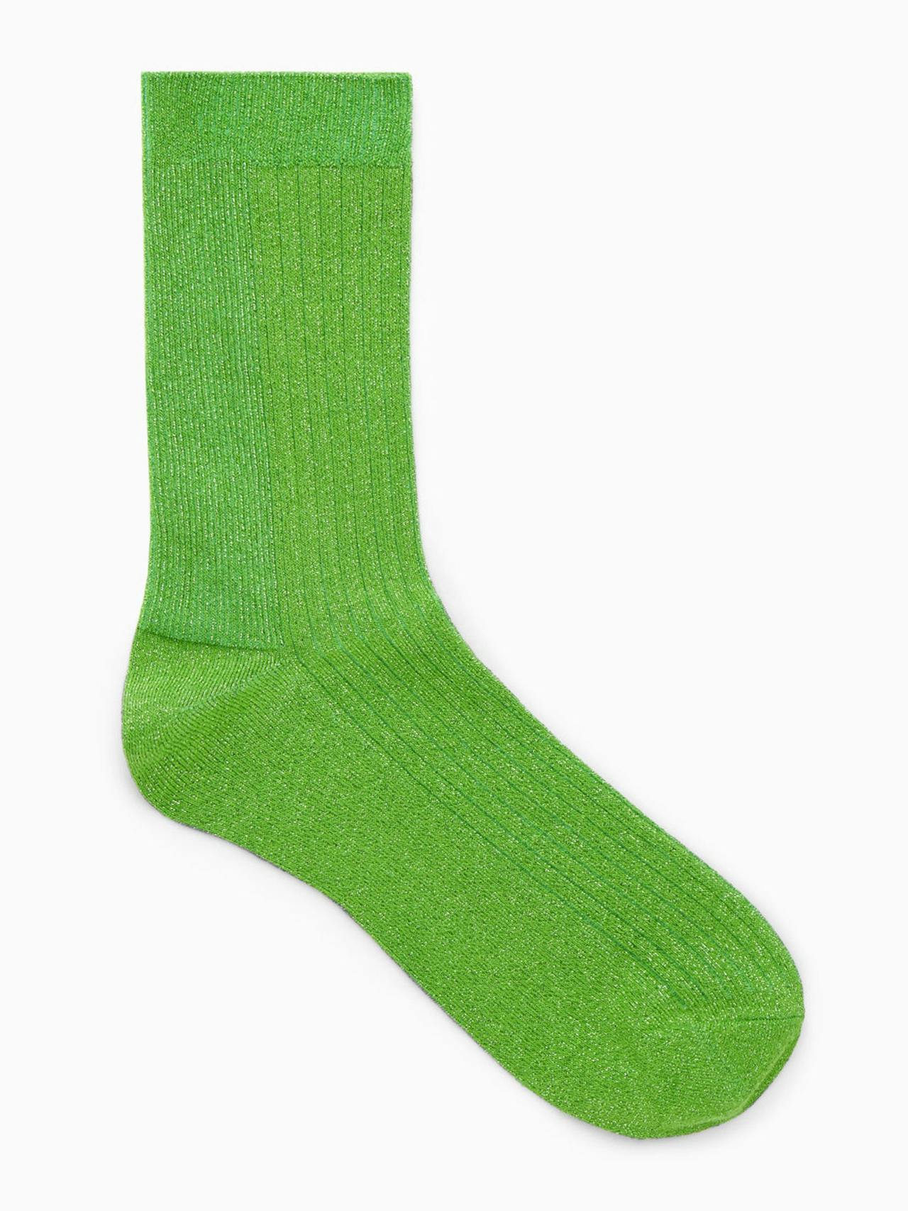 Green ribbed lurex socks