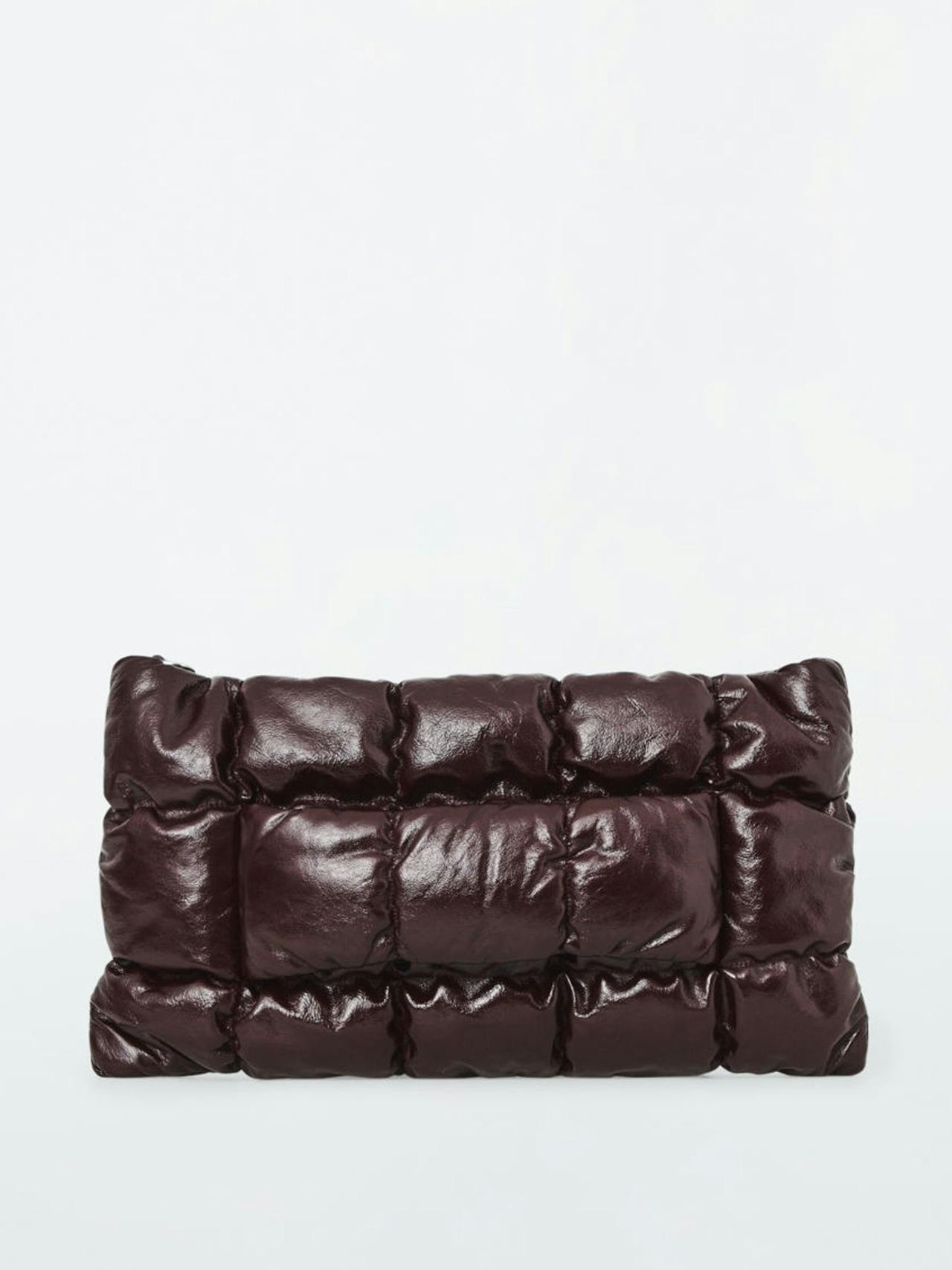 Pillow quilted leather clutch