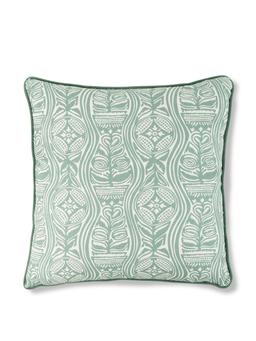 Dacha print cushion in teal with teal trim Cushions Volga Linen    - Collagerie