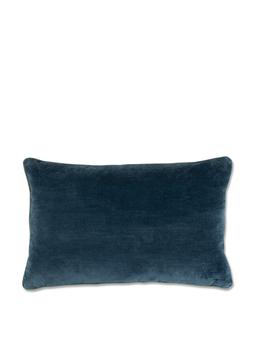 Dacha print cushion in teal with venetian linen velvet in midnight blue Cushions Volga Linen    - Collagerie