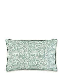 Dacha print cushion in teal with venetian linen velvet in midnight blue Cushions Volga Linen    - Collagerie