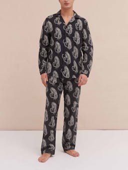 Men’s Sansindo tiger print long pyjama set Clothing Desmond & Dempsey    - Collagerie