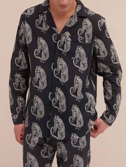 Men’s Sansindo tiger print long pyjama set Clothing Desmond & Dempsey    - Collagerie