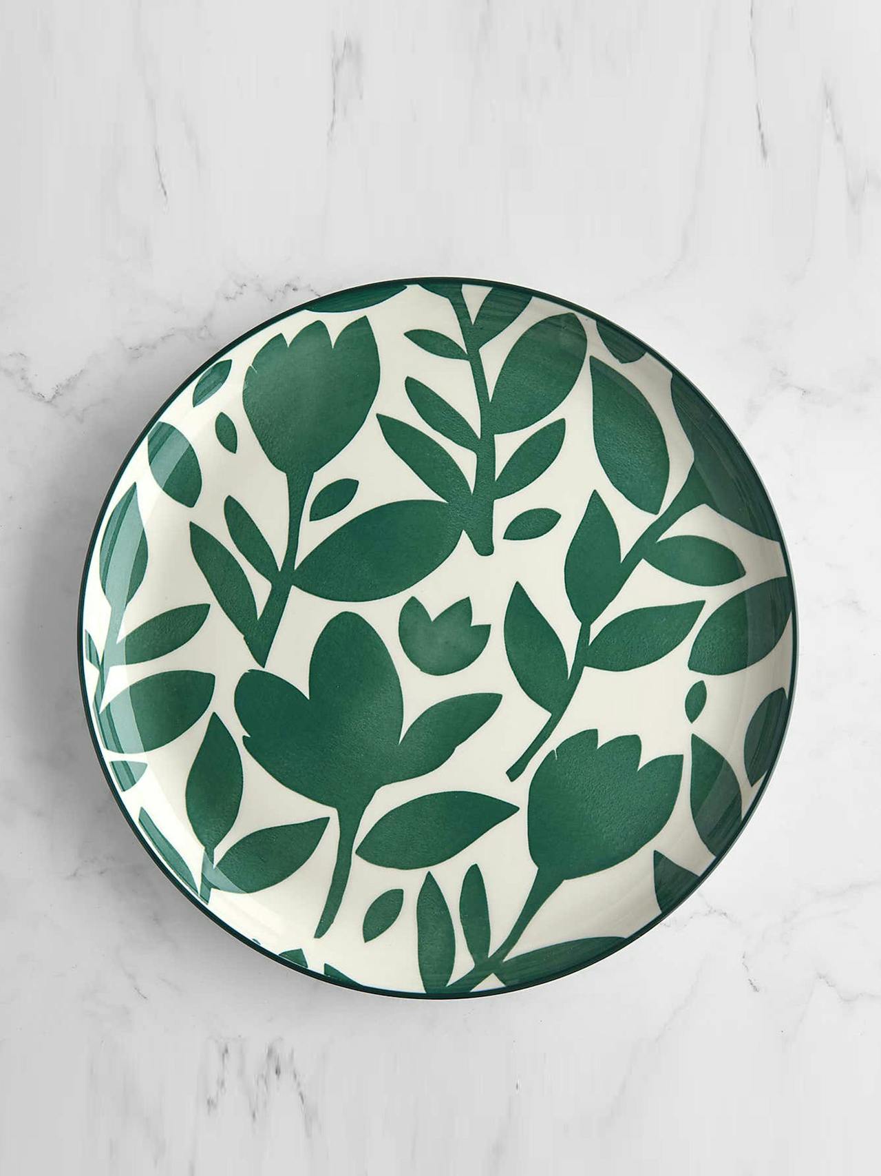Elements Silhouette green stoneware dinner plate
