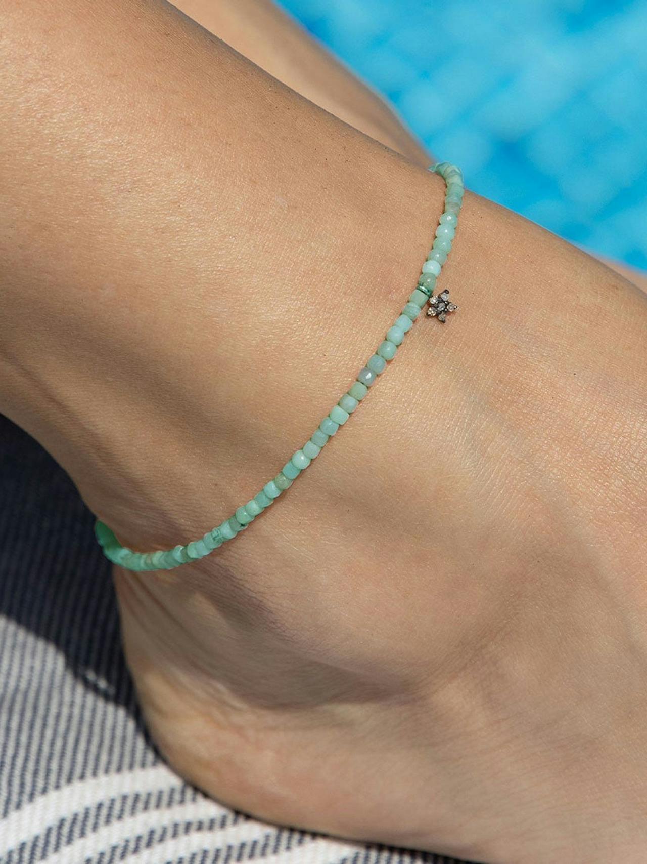 Diamond daisy and emerald beaded anklet Jewellery & Watches Kirstie Le Marque    - Collagerie