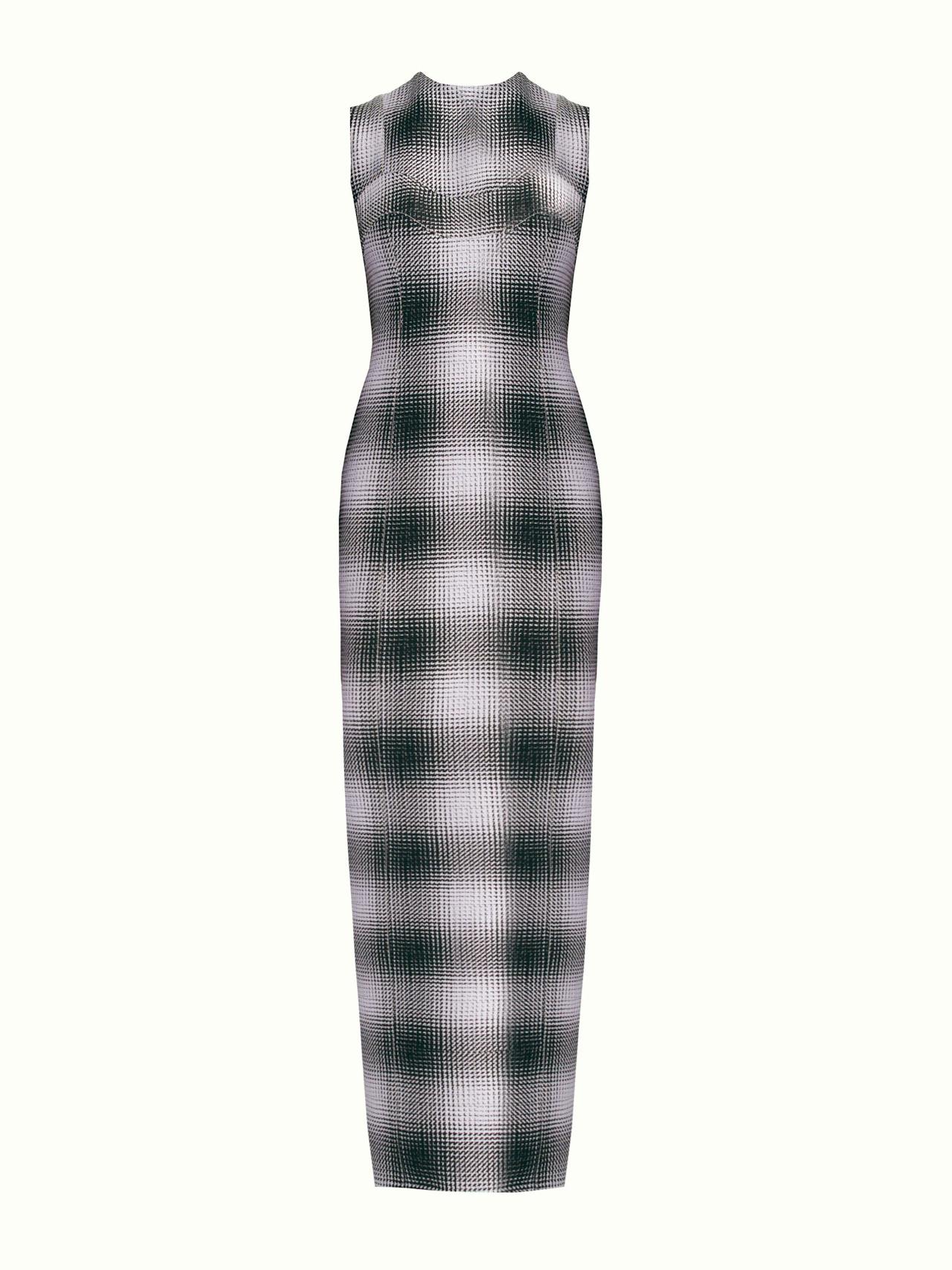 Celene dress in black and white checked cloque