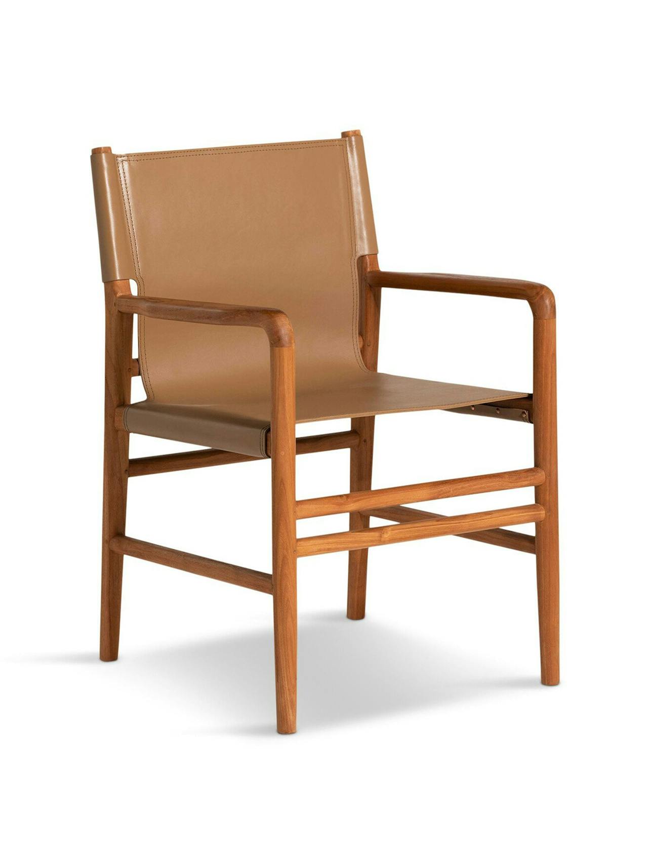 Figaro beige leather dining chair with arms