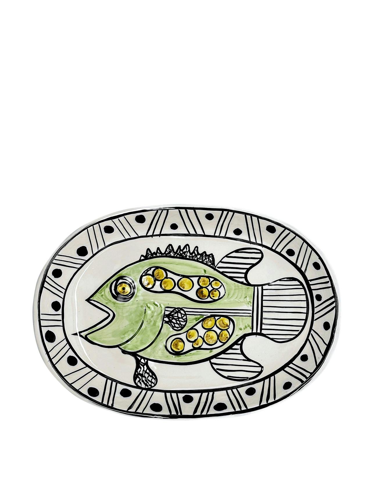 Small green fish gozo oval platter Small Oval Platters Villa Bologna    - Collagerie