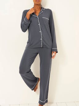 Graphite long pyjama set Long Pyjama Set Stripe & Stare    - Collagerie