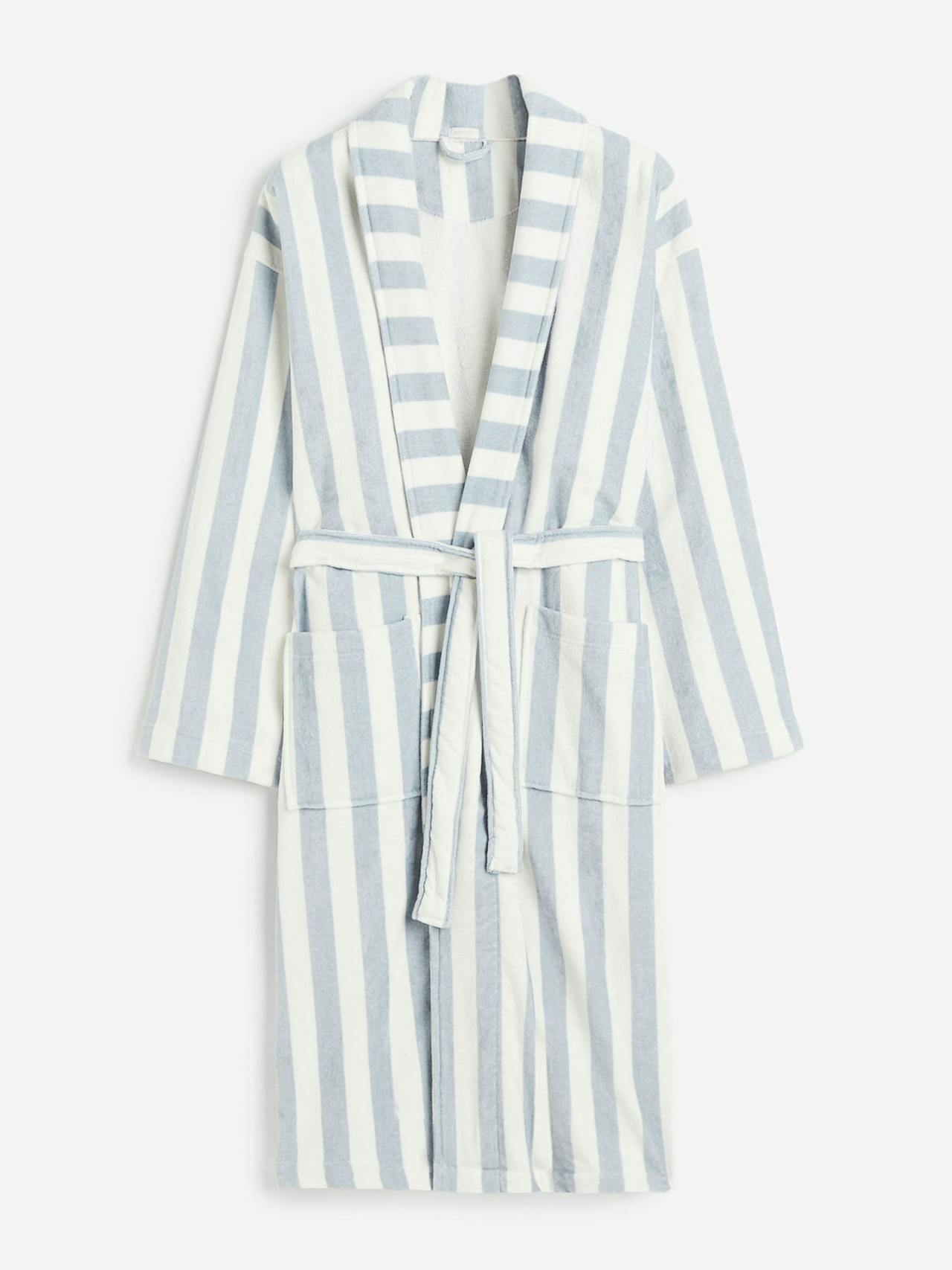 Striped cotton terry dressing gown