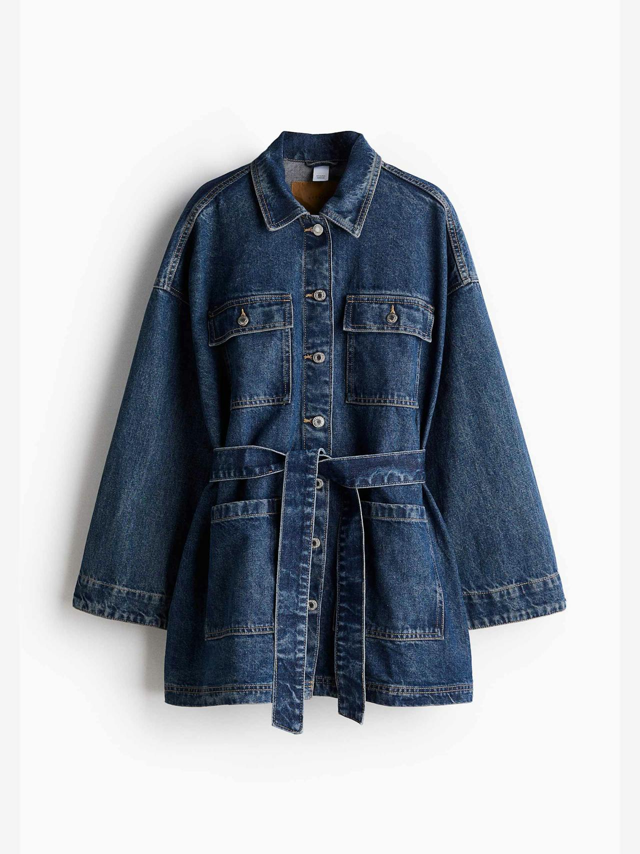 Tie-belt denim jacket