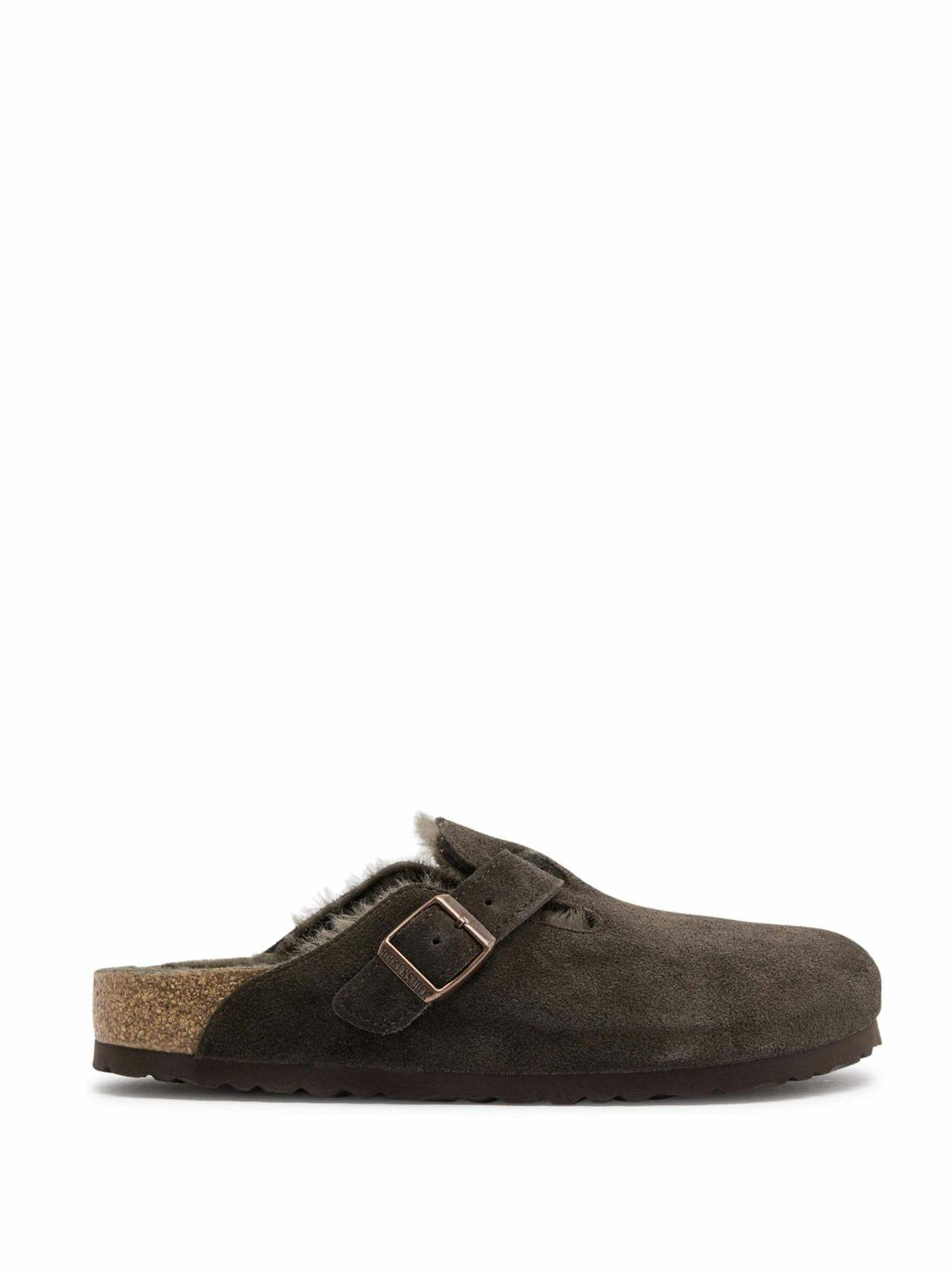 Boston Shearling suede sliders