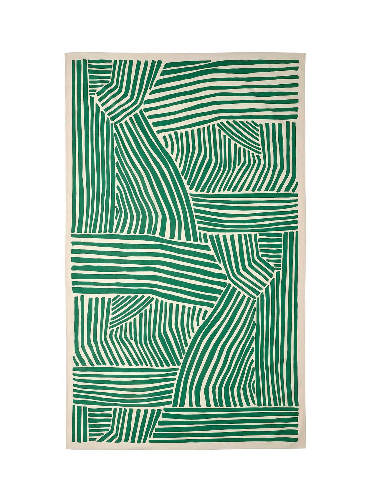Tablecloth, patterned off-white/dark green