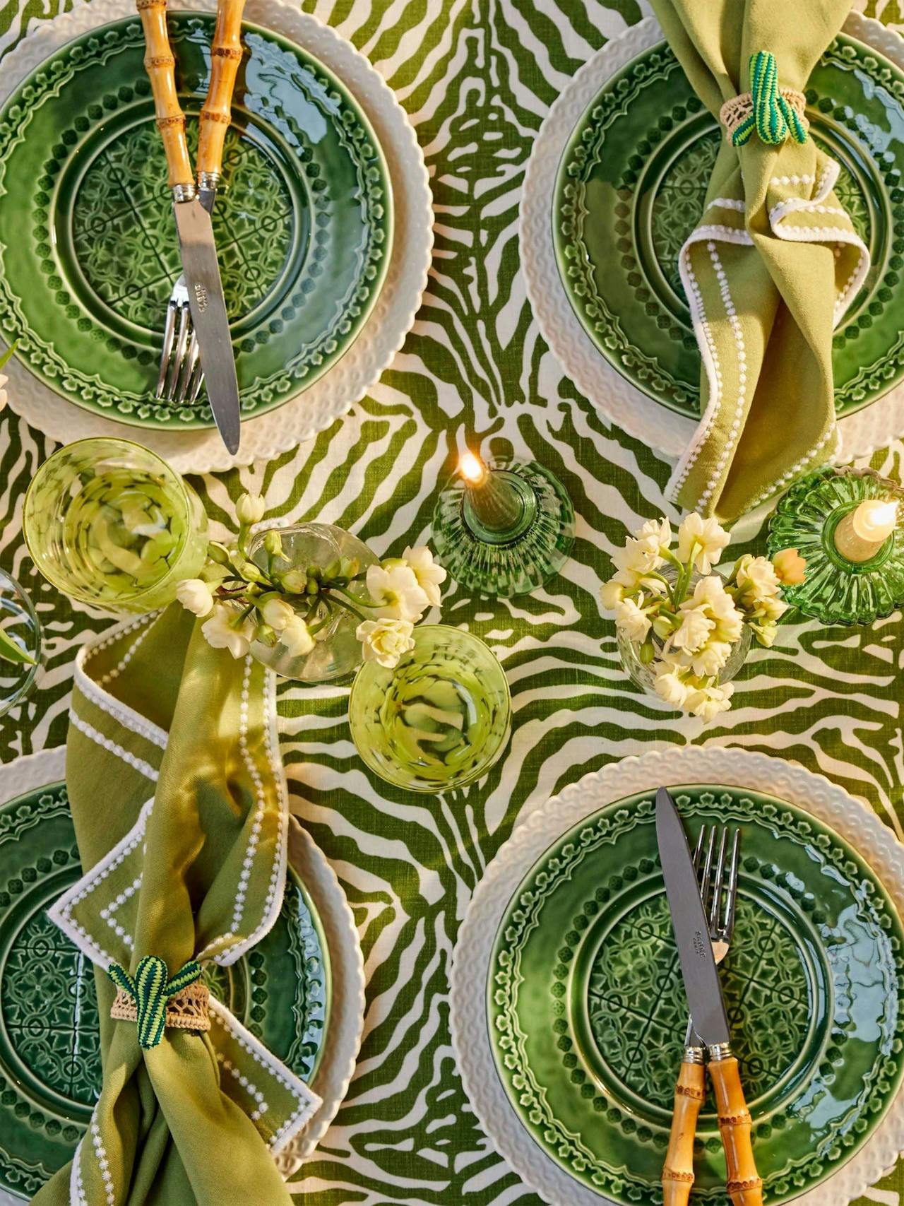 Green zebra tablecloth SALES Maison Margaux    - Collagerie