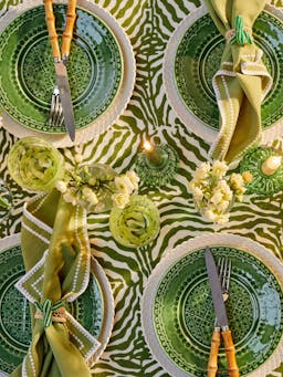 Green zebra tablecloth SALES Maison Margaux    - Collagerie