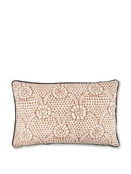 Terracotta Ivan print cushion with venetian linen velvet Cushions Volga Linen    - Collagerie