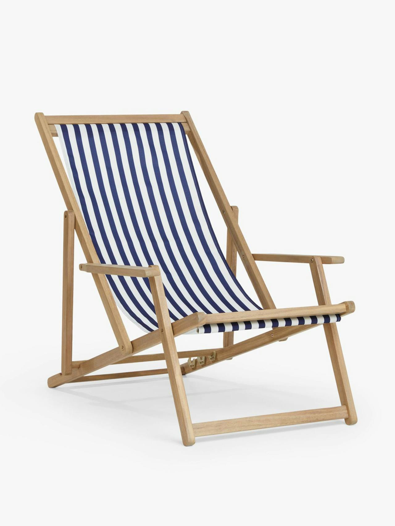 Acacia wood deck chair frame & striped sling