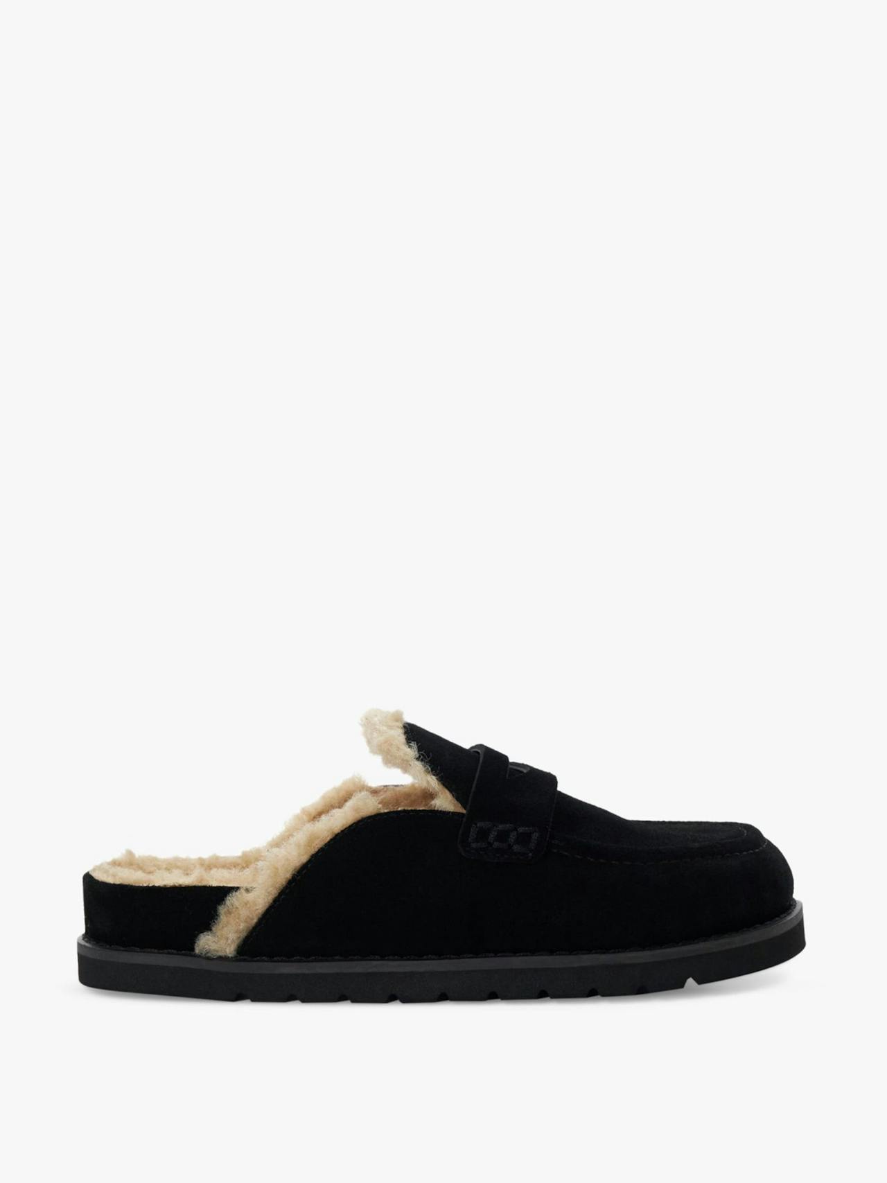 Goldy suede shearling lined backless mules