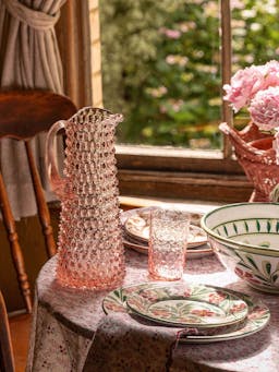 Tall hobnail jug Glassware Sharland England    - Collagerie