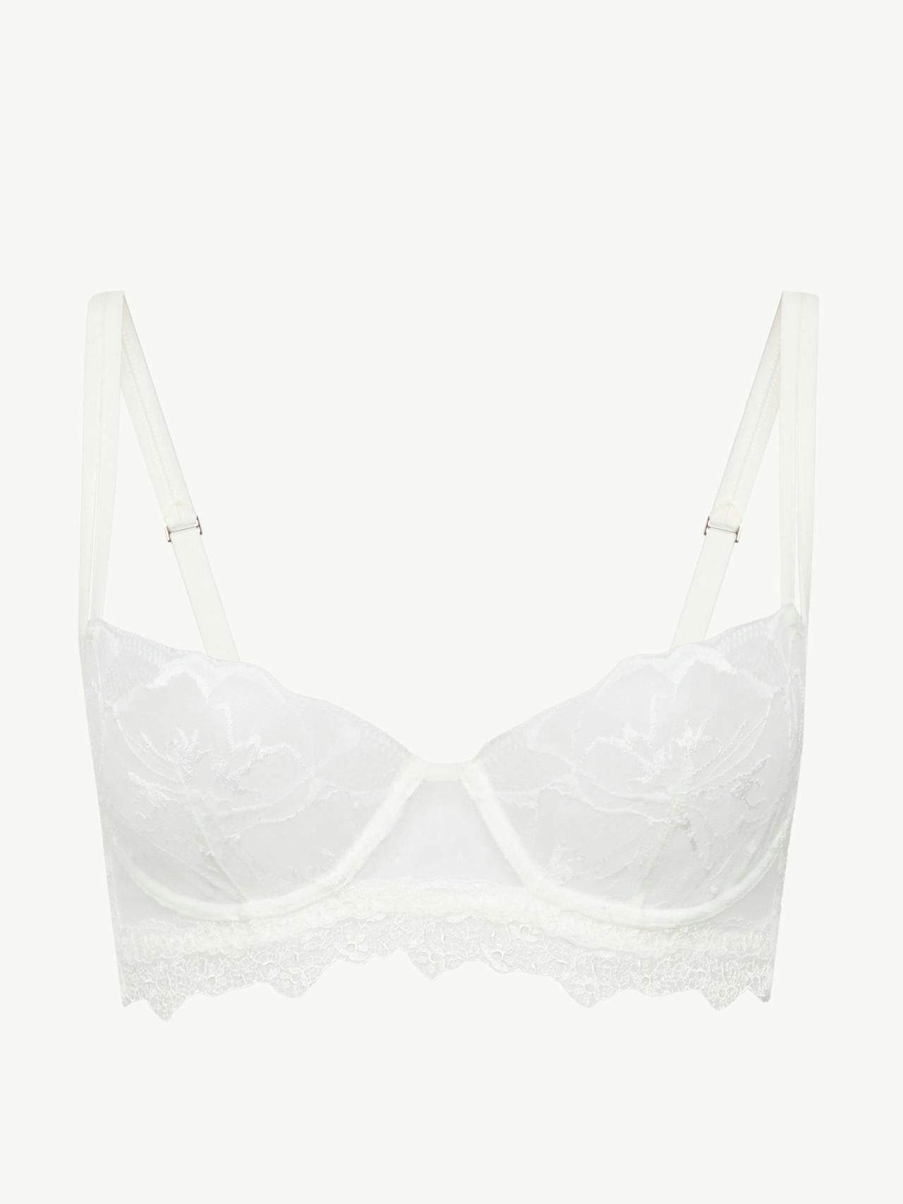 Balconette bra in off white with leavers lace