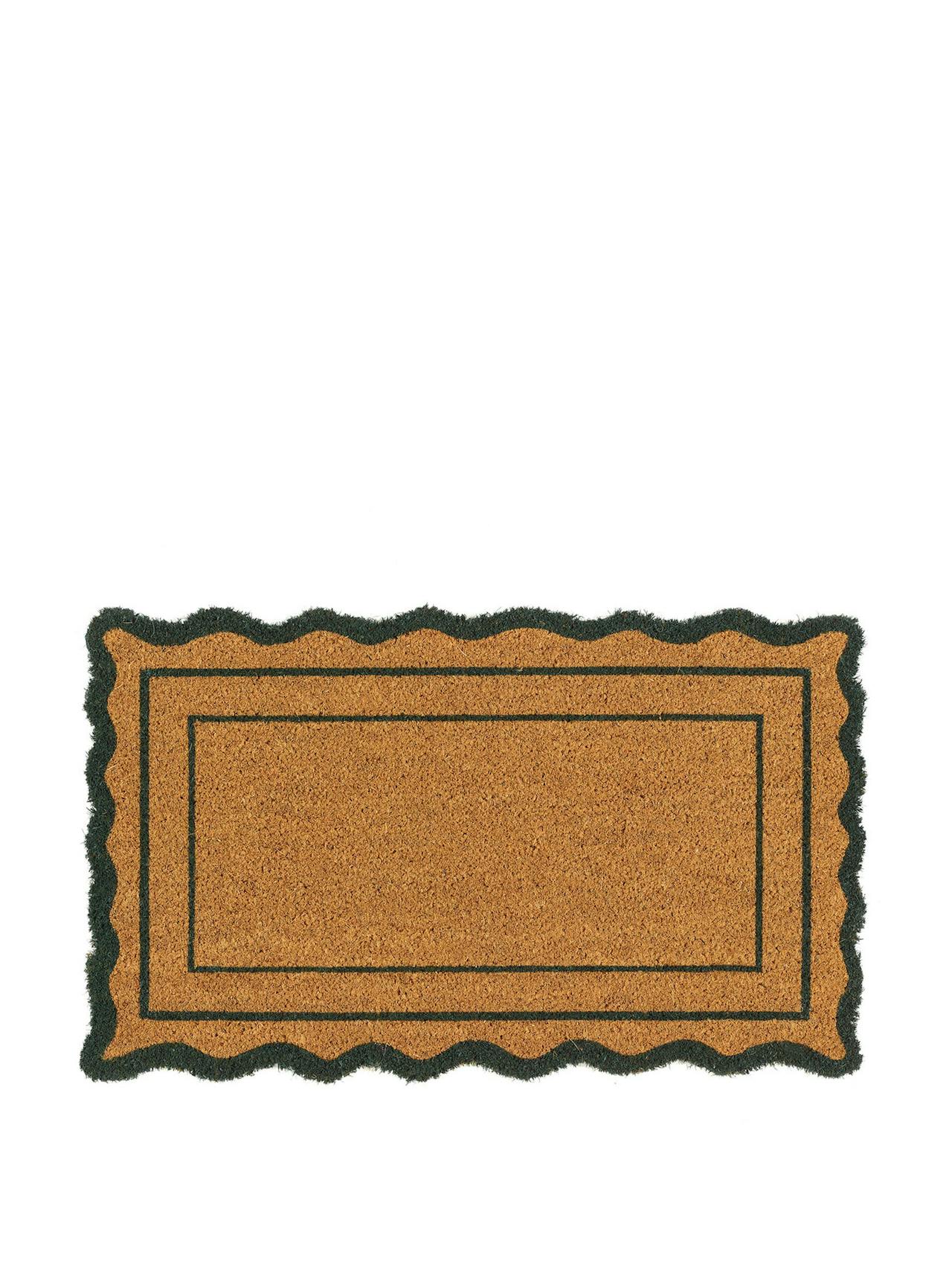 Green scallop border doormat
