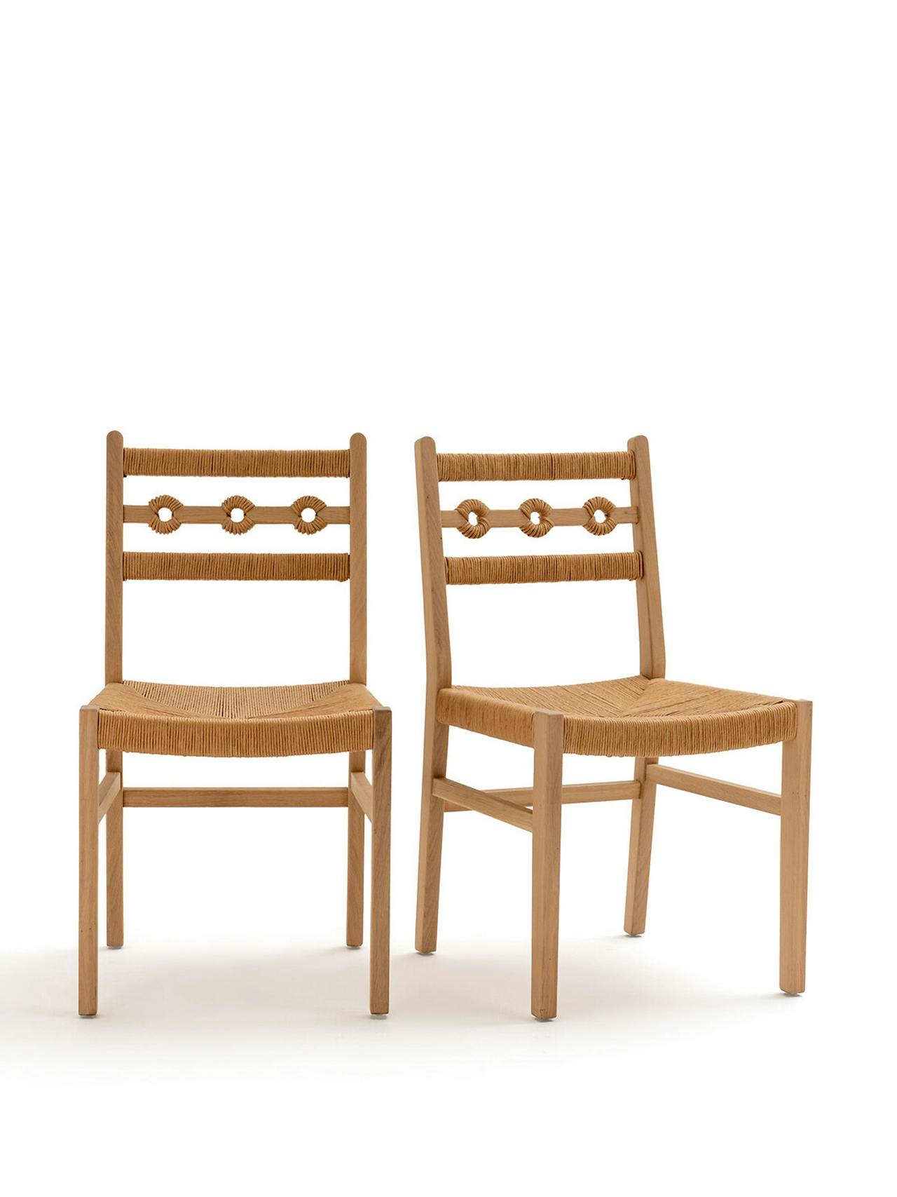 Menorca oak and braiding chairs (set of 2)
