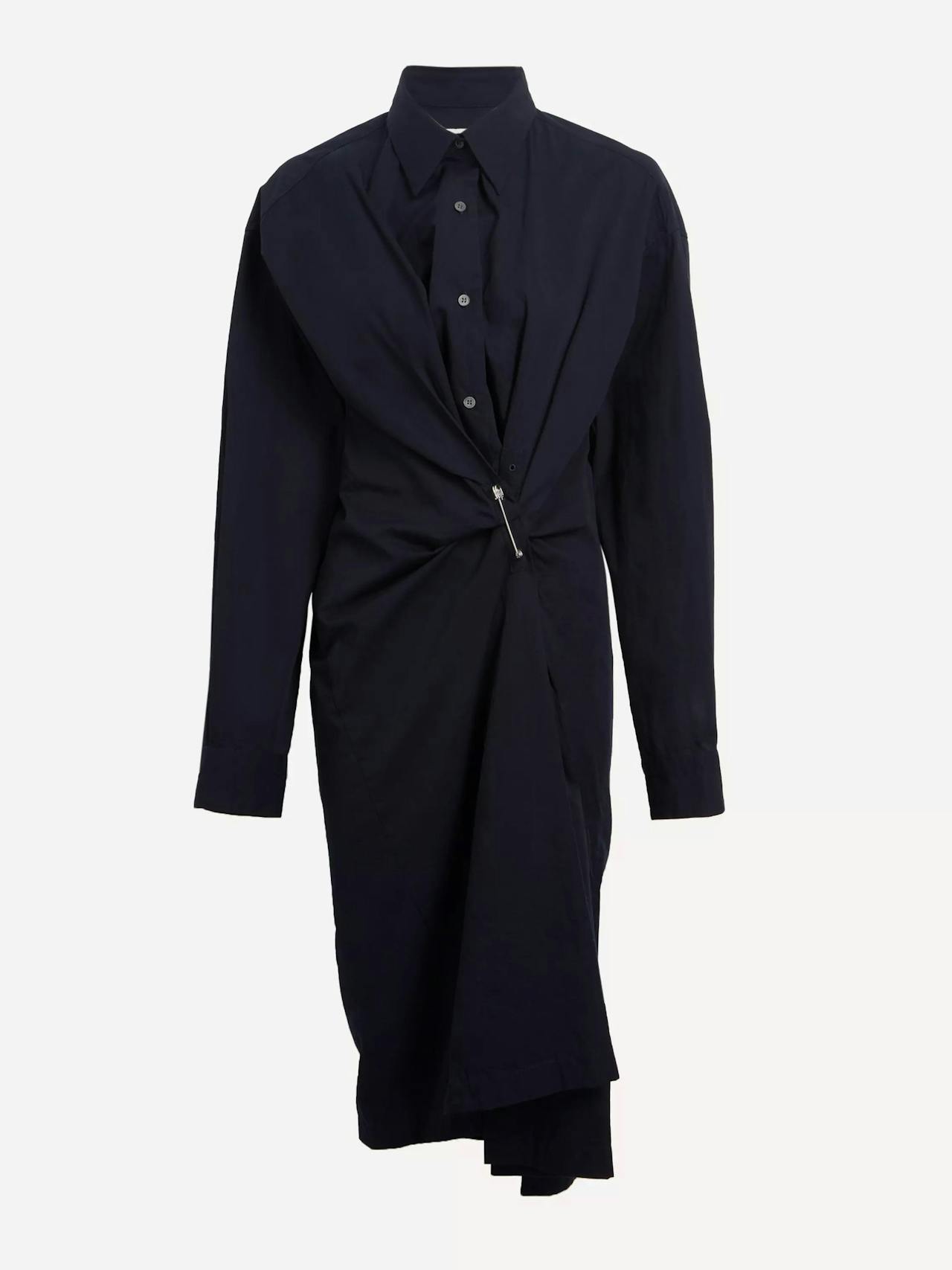 Navy cotton gabardine shirtdress