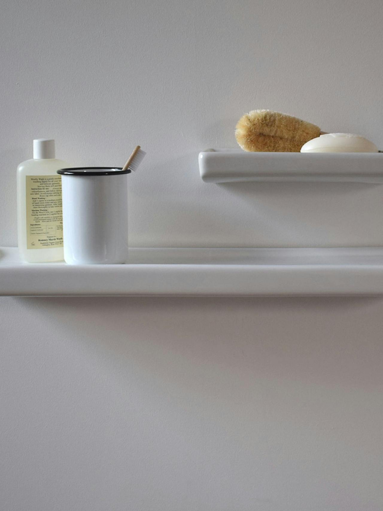 Long bathroom shelf white ceramic