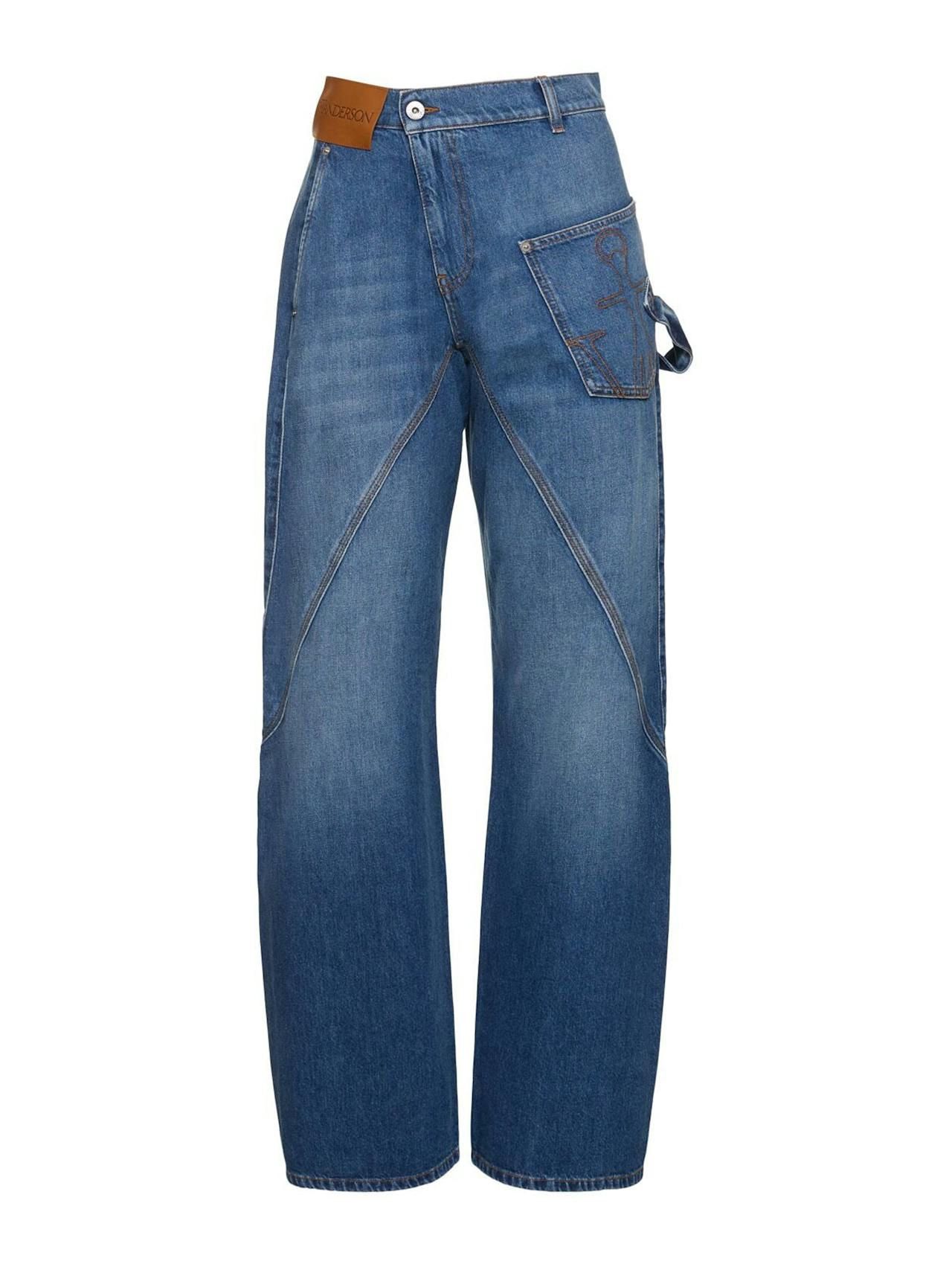 Twisted denim workwear wide jeans
