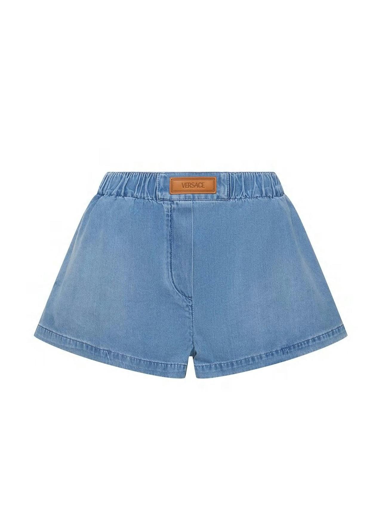 Stonewashed denim shorts