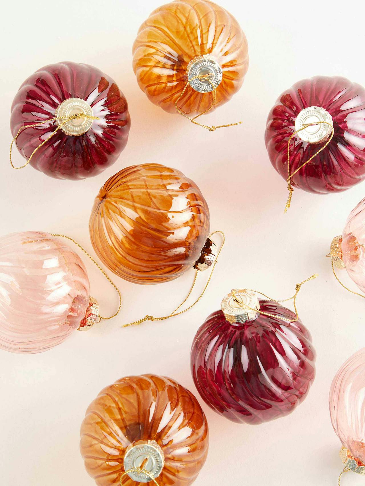 Multicoloured glass baubles (set of 9)